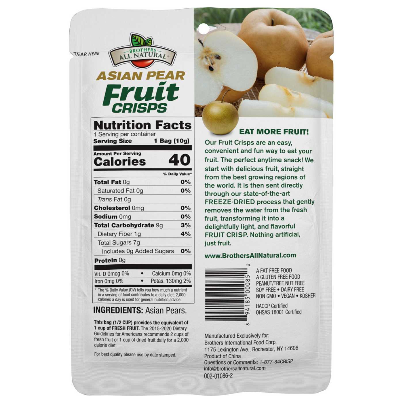 Brothers All Natural Asian Pears Freeze-Dried Fruit Crisps; image 2 of 3