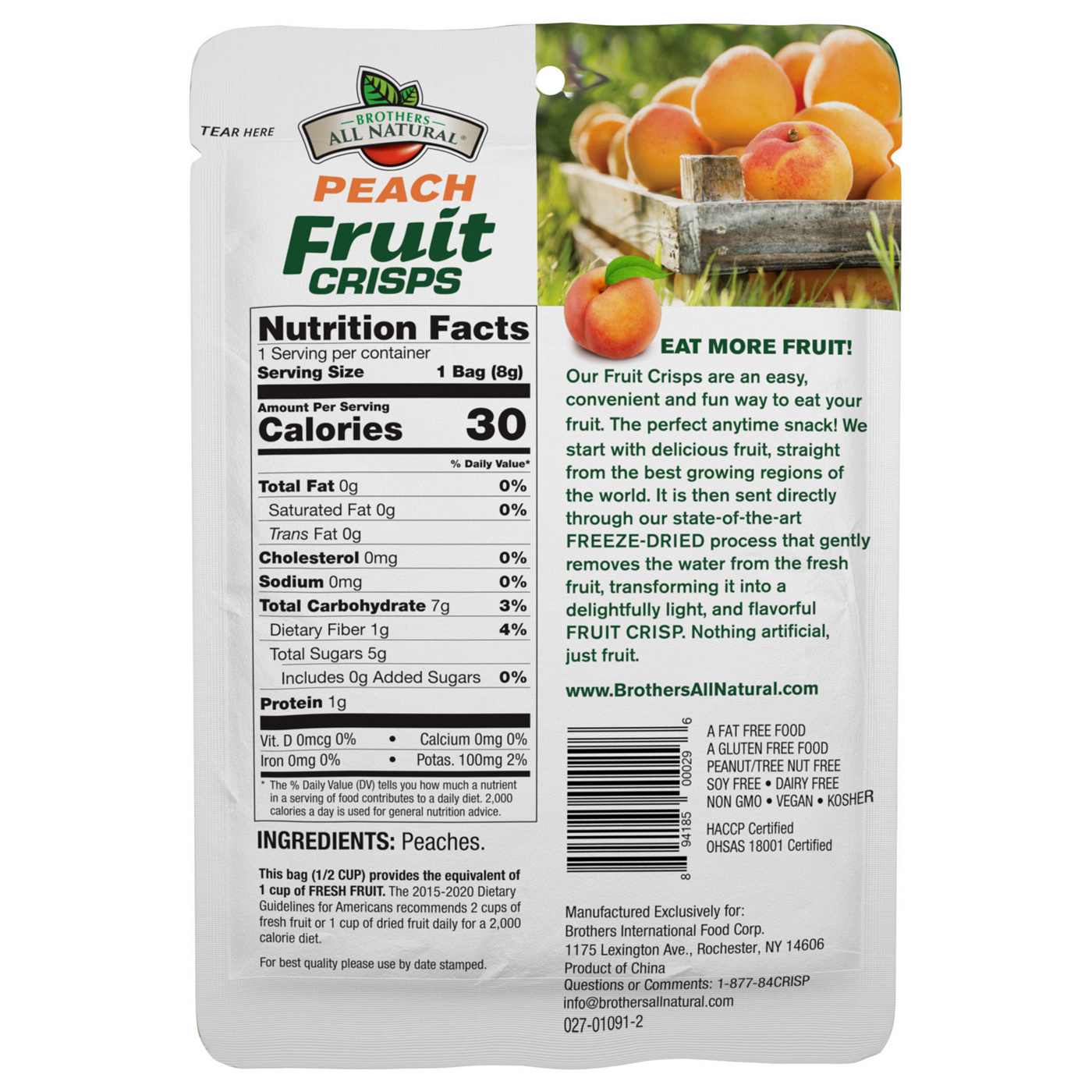 Brothers All Natural Peach Freeze-Dried Fruit Crisps; image 2 of 3