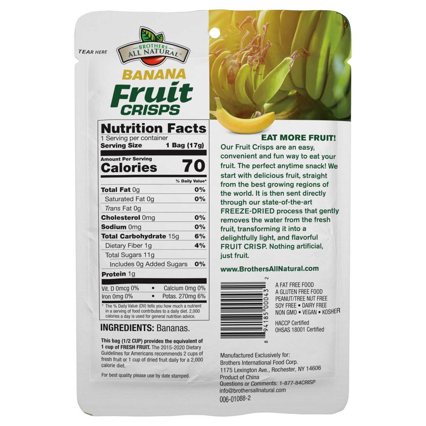 Brothers All Natural Banana Freeze-Dried Fruit Crisps; image 2 of 3