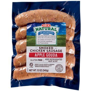 H-E-B Natural Smoked Chicken Sausage Links - Apple Gouda, 5 ct