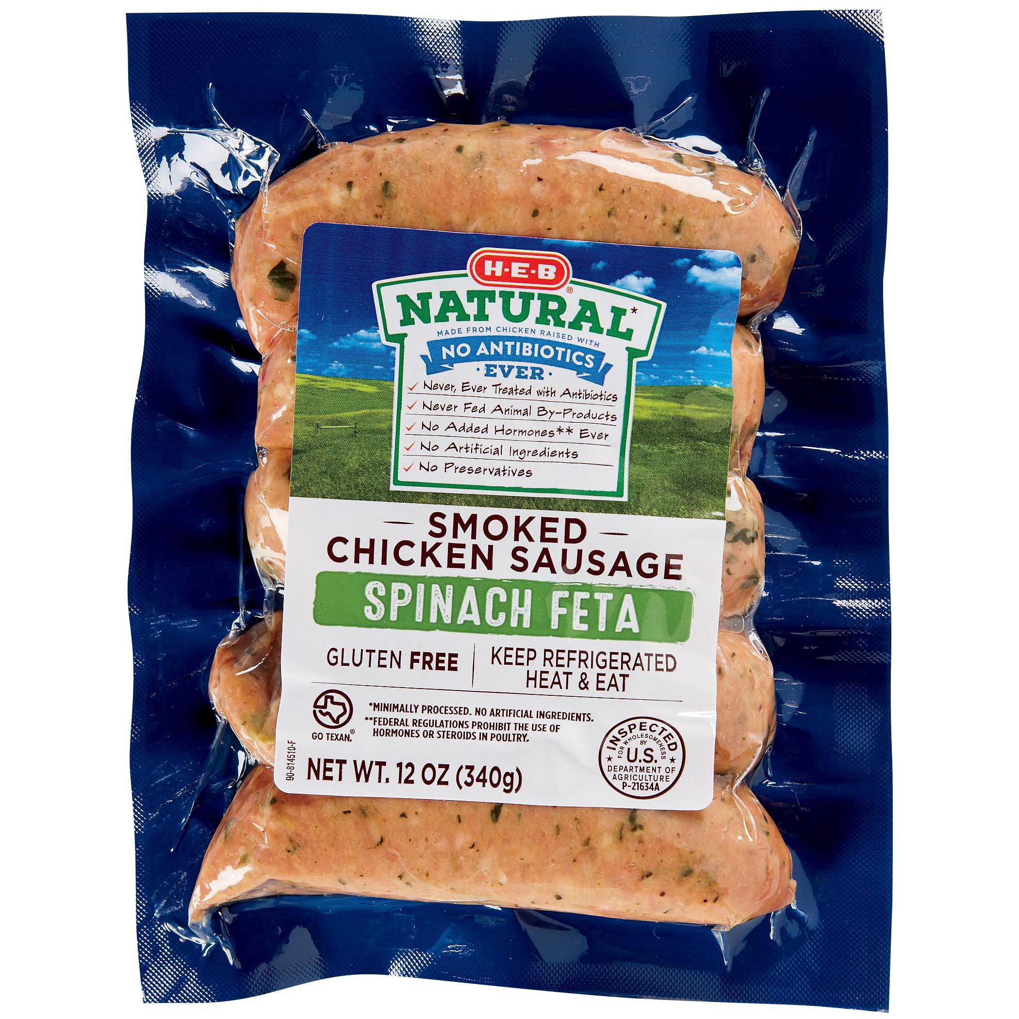 H-E-B Chicken Spinach Feta Sausage - Shop Sausage At H-E-B