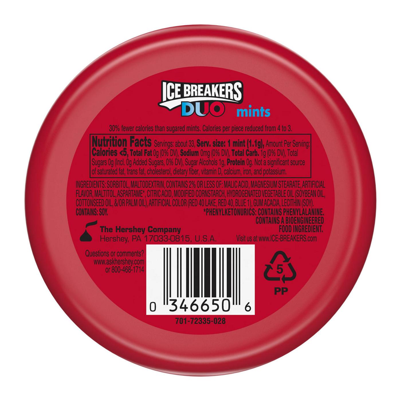 Ice Breakers Duo Fruit Plus Cool Strawberry Sugar Free Mints; image 2 of 7