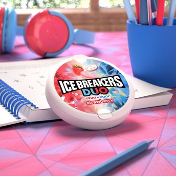 Ice Breakers Duo Fruit Plus Cool Strawberry Sugar Free Mints, 1.3 oz