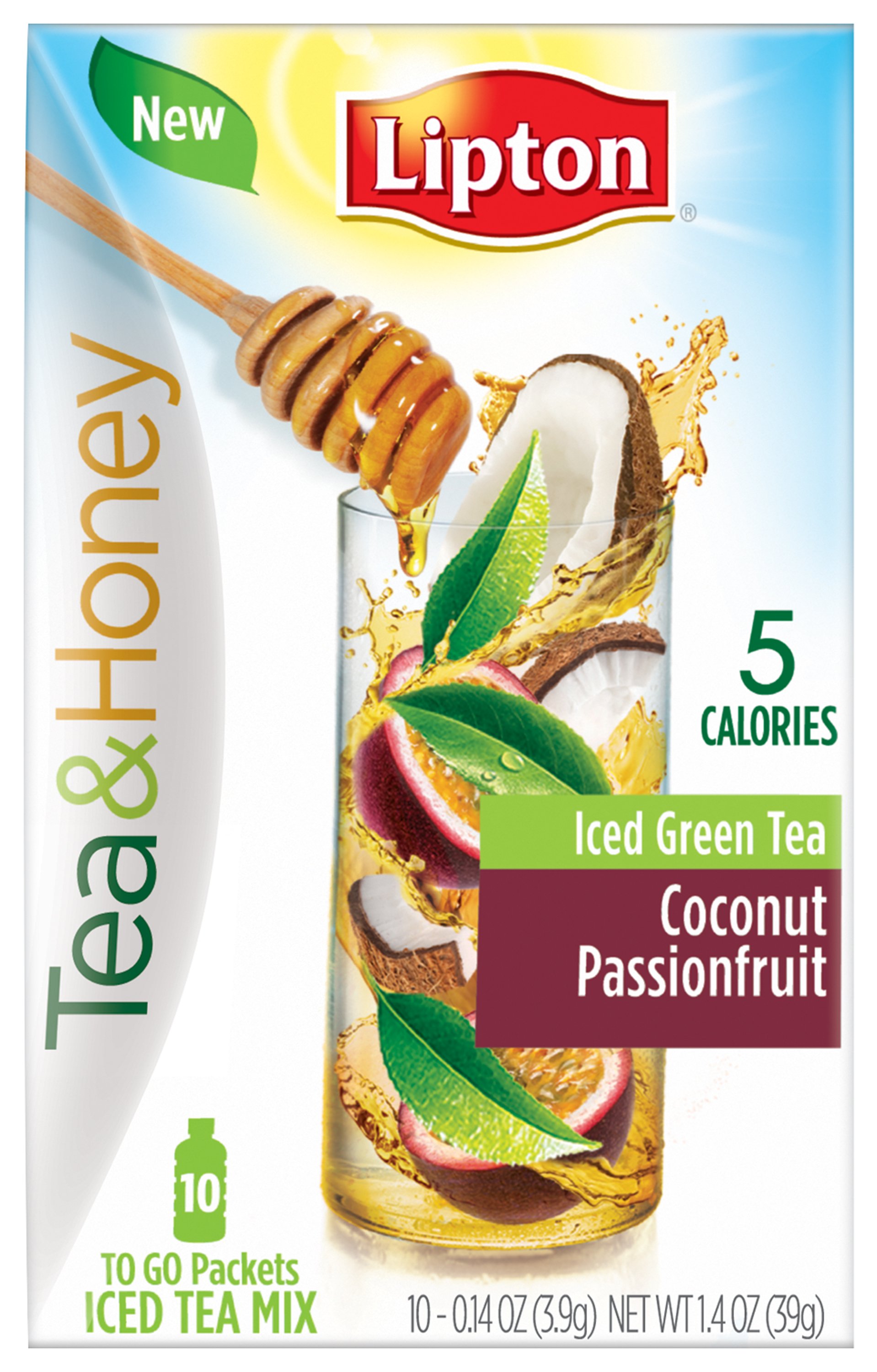 Lipton Tea and Honey Coconut Passionfruit Iced Green Tea To Go Packets