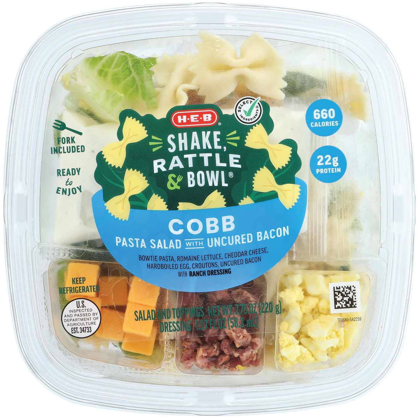 H-E-B Shake, Rattle & Bowl - Cobb Pasta Salad; image 1 of 3