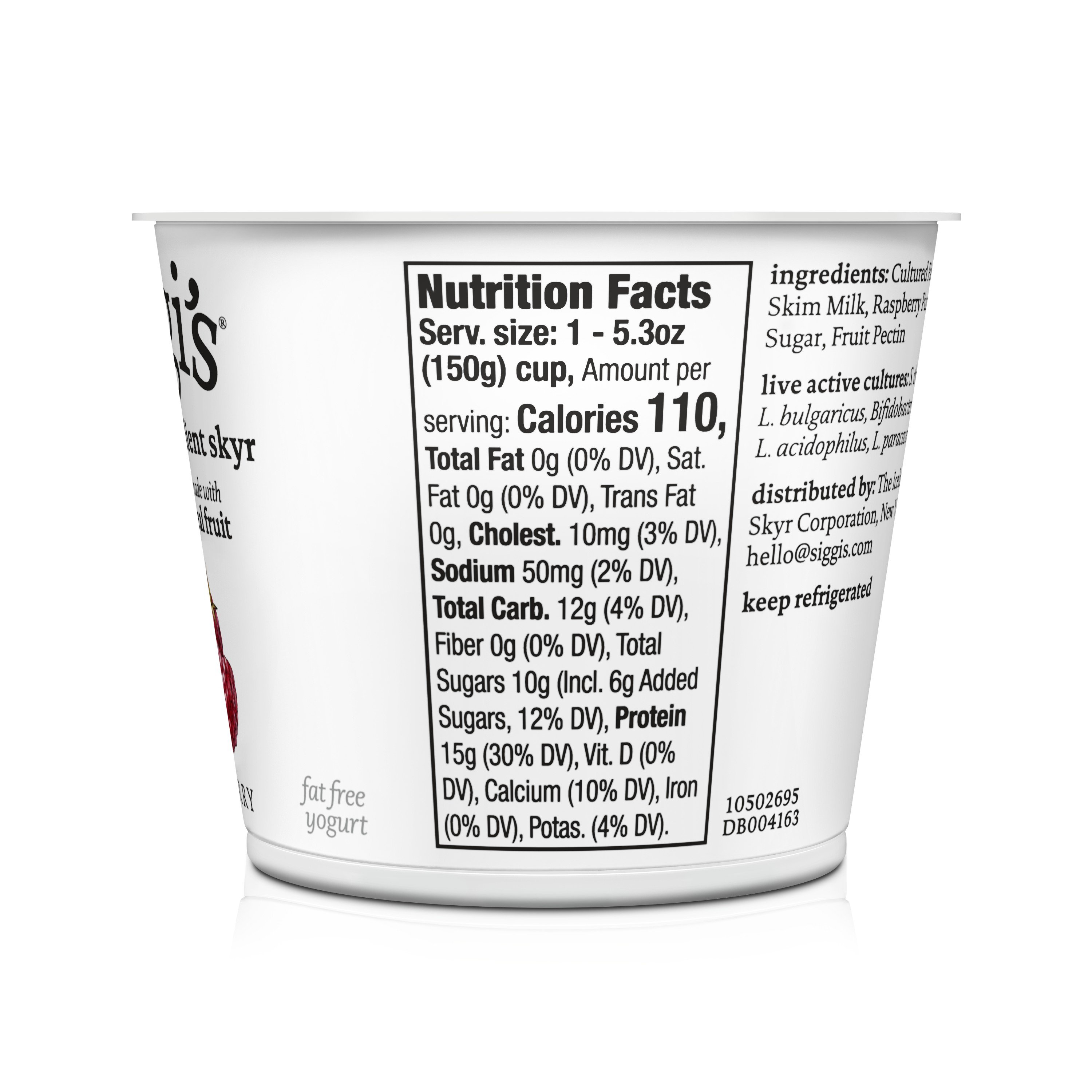 Siggi's Non-Fat Strained Icelandic Style Skyr Yogurt - Raspberry - Shop ...