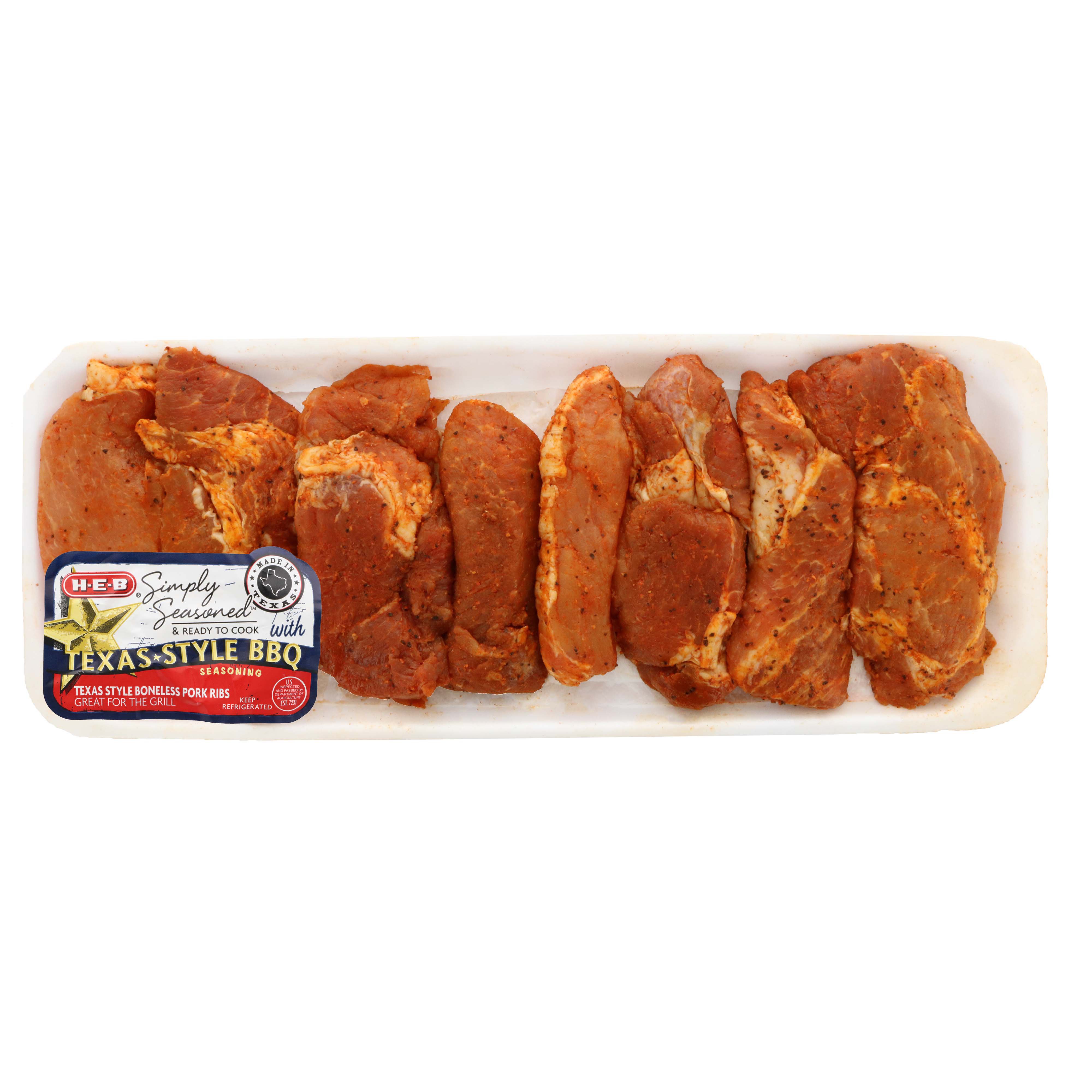 H E B Simply Seasoned Texas Style Bbq Boneless Pork Ribs Shop Pork At