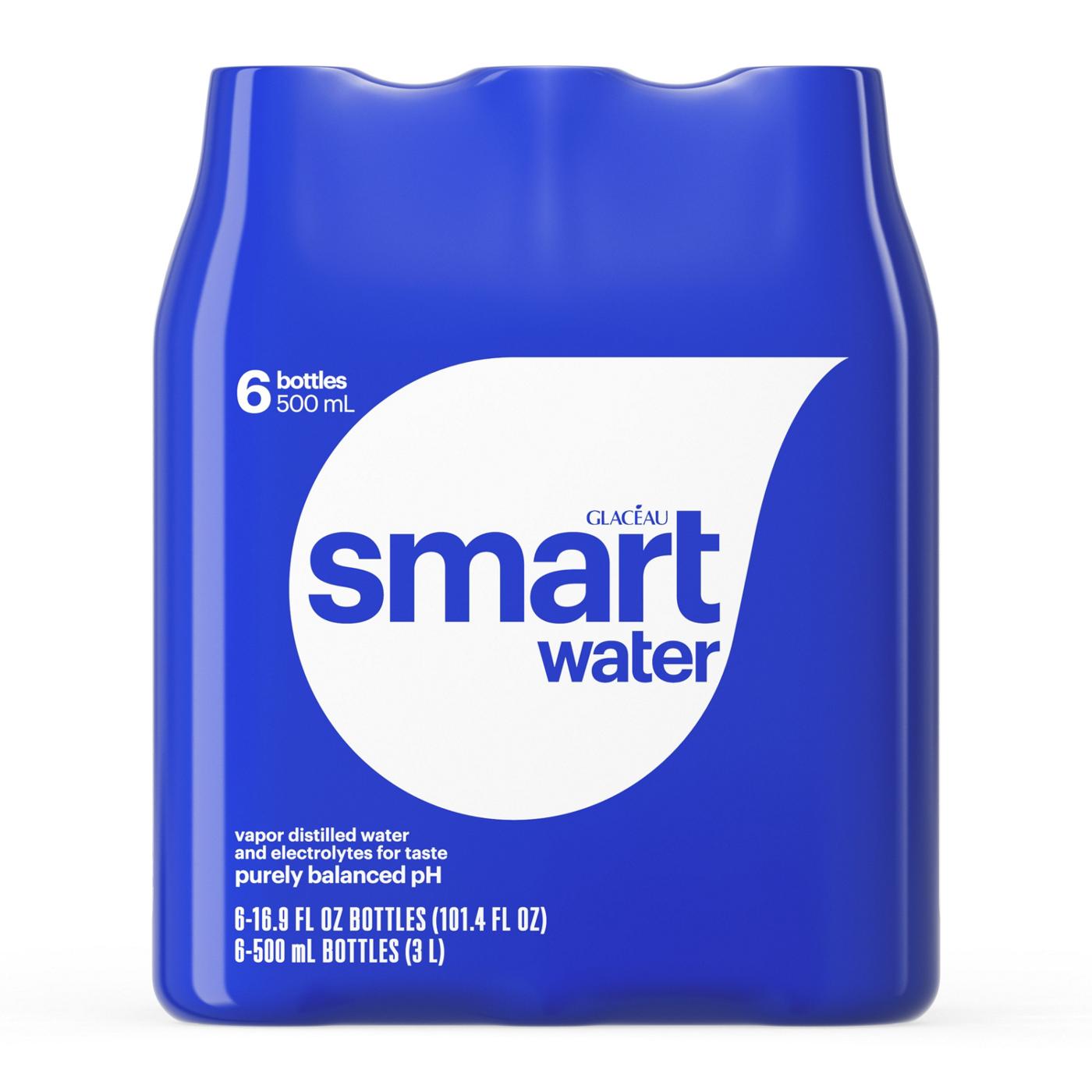 Glaceau Smartwater Vapor Distilled Electrolyte Water 6 pk Bottles; image 1 of 4