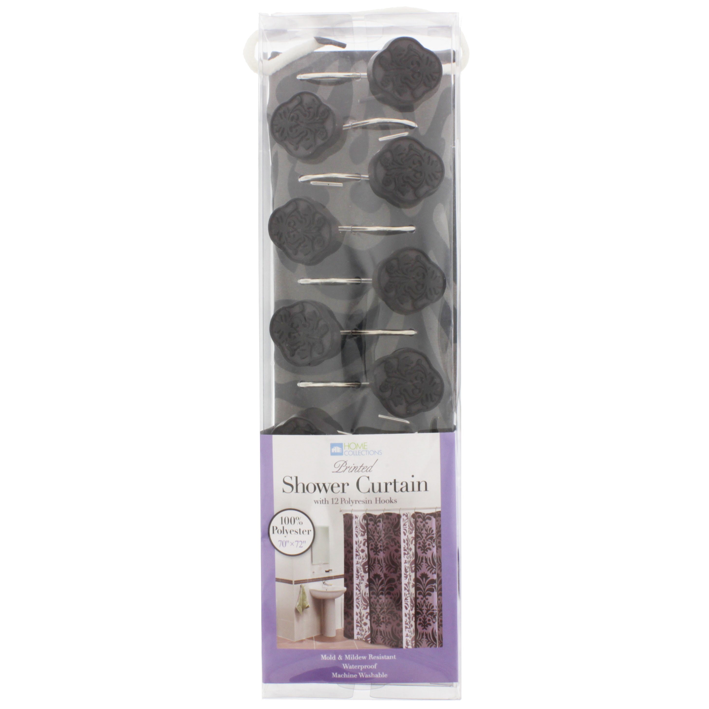 Home Expressions Shower Curtain With Polyresin Hooks Shop Bedding