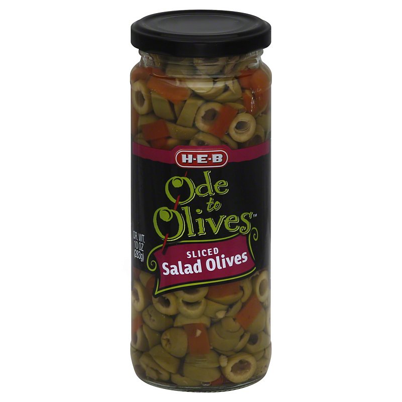 H-E-B Ode to Olives Sliced Salad Green Olives - Shop ...