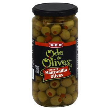 H-E-B Ode to Olives Stuffed Manzanilla Green Olives, 15 oz