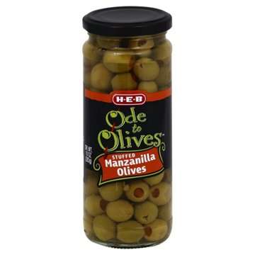 H-E-B Ode to Olives Stuffed Manzanilla Green Olives, 10 oz
