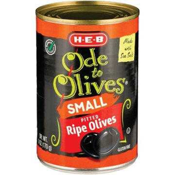 H-E-B Ode to Olives Small Ripe Pitted Black Olives, 6 oz