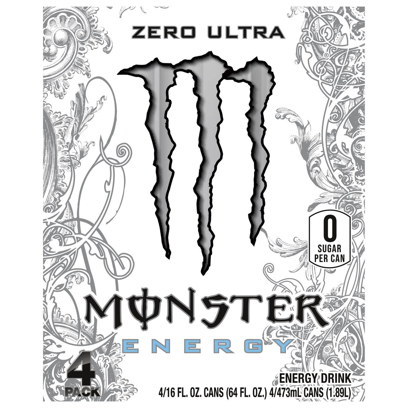 White Monster Energy Drink Design