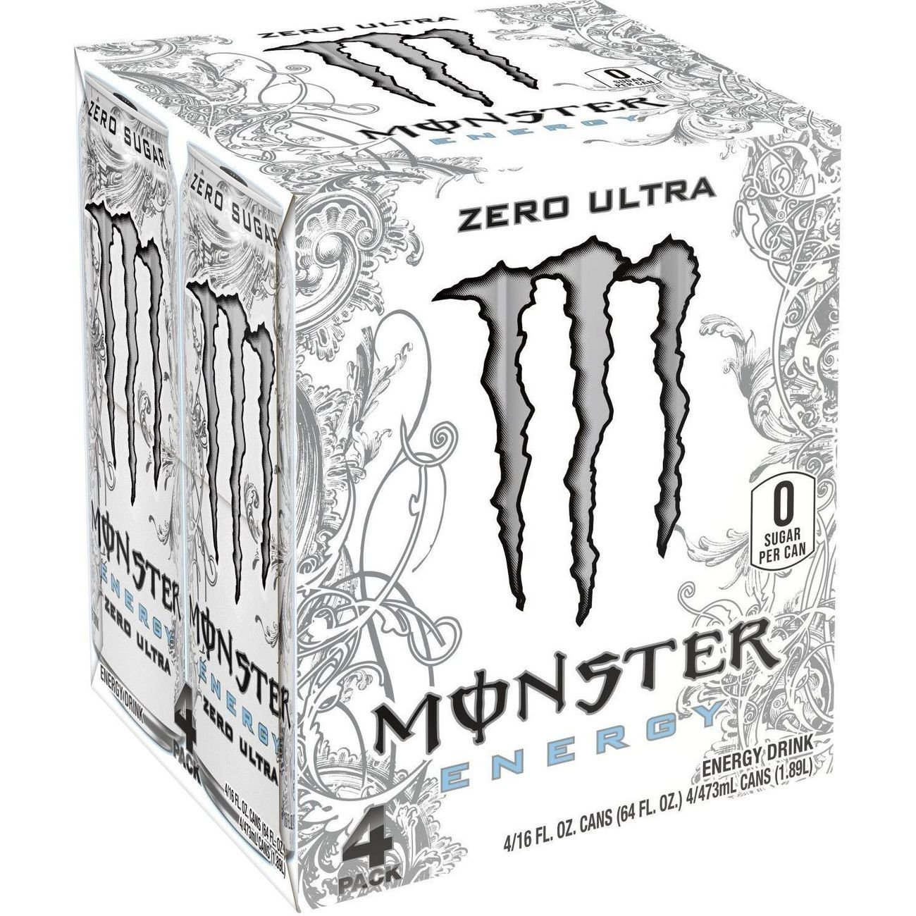 white monster l carnitine Energy Lo-Carb Energy Drink - 24 Fl. Oz zero sugar Monster Energy Ultra Carbonated Energy