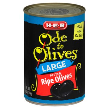 H-E-B Ode to Olives Large Ripe Pitted Black Olives, 6 oz