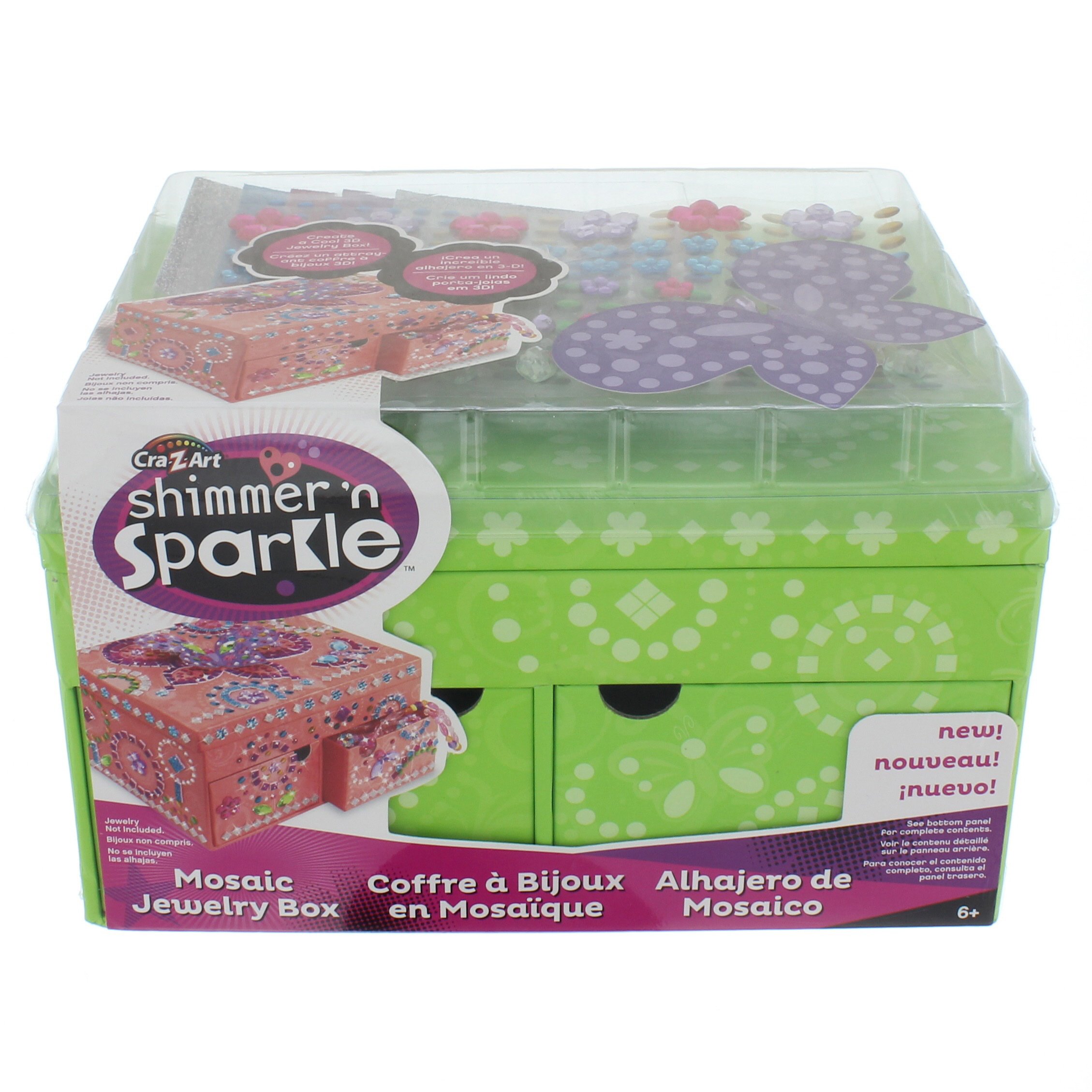 新品 オリバーガル Jewelry Gift Box Glitter Cra-Z-Art Shimmer 'n Sparkle Mosaic Jewelry Box, Colors