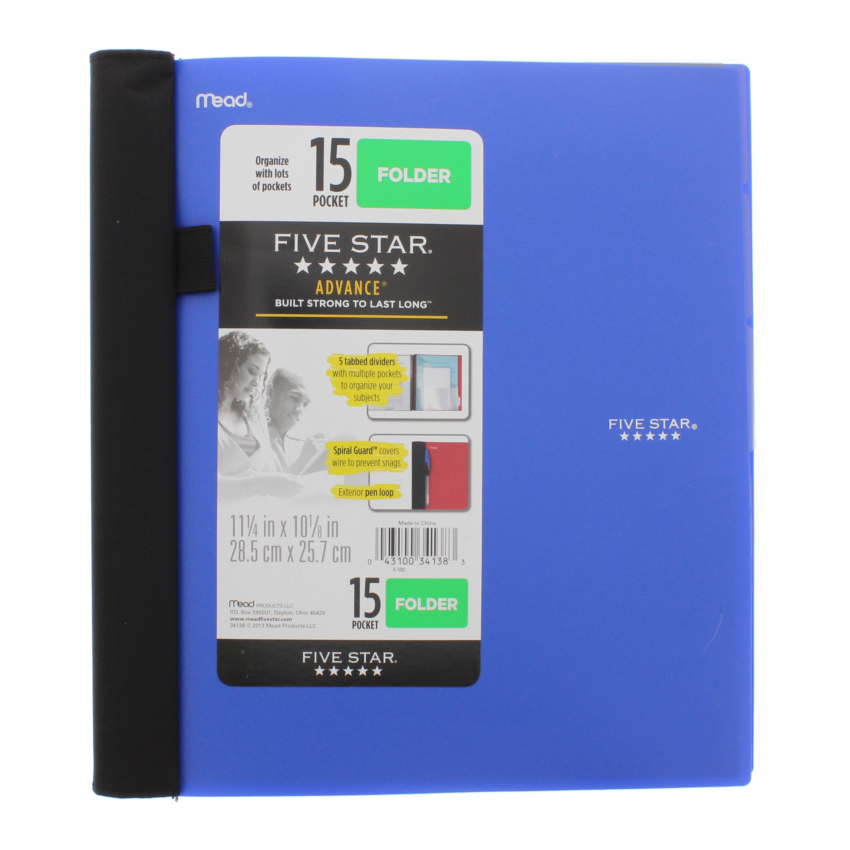 FIVE STAR Advance 15-Pocket Folder, Wirebound, Assorted Colors