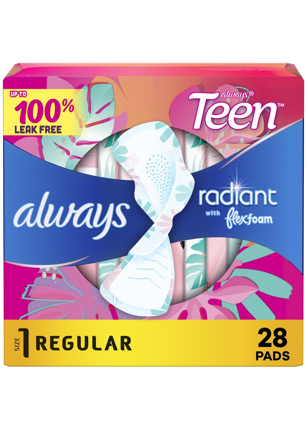 Always Teen Radiant FlexFoam Size 1 Regular Pads; image 1 of 6