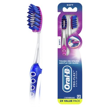 Oral-B Pro-Flex Stain Eraser Toothbrushes - Soft, 2 ct