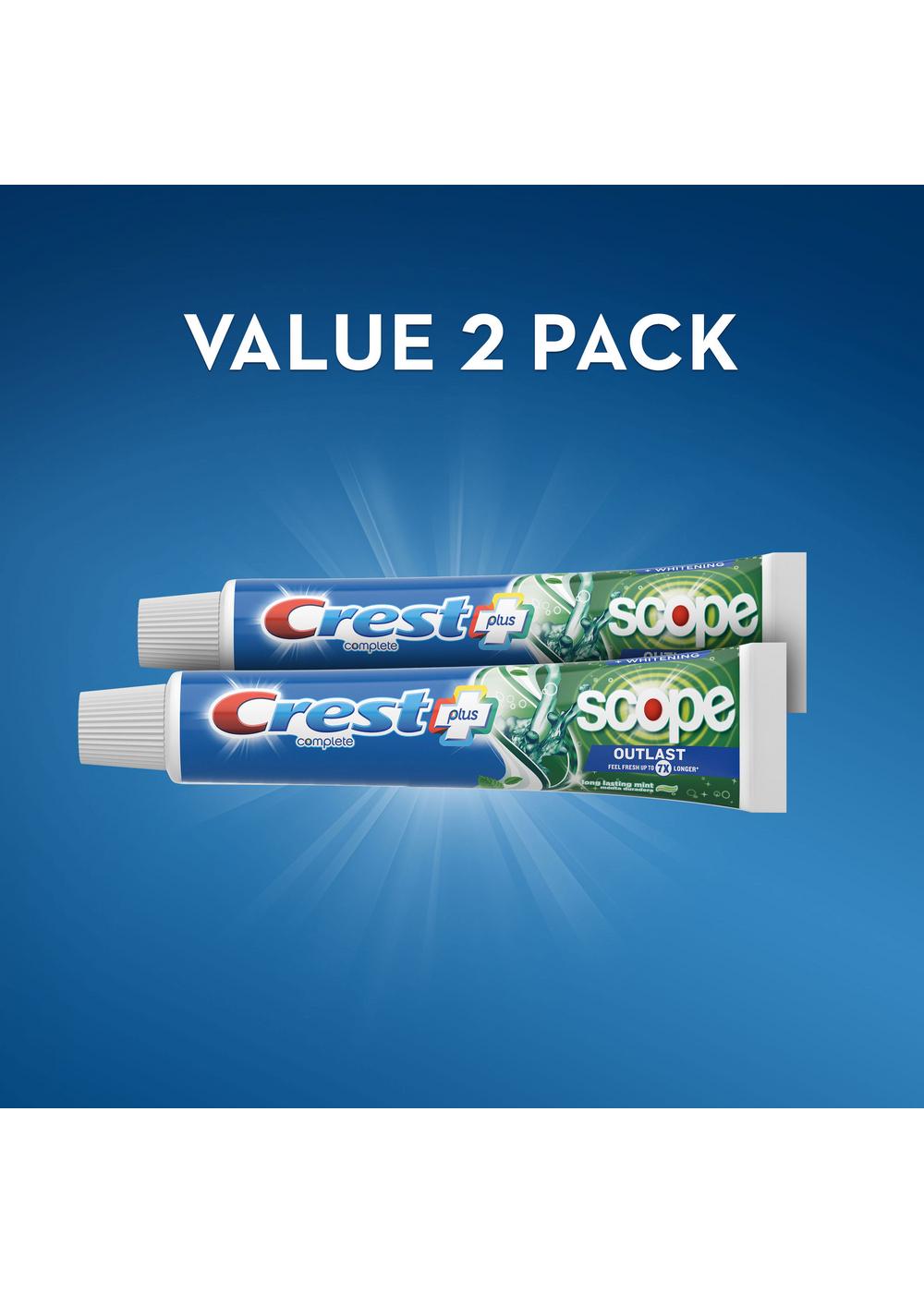 Crest Complete + Scope Outlast Whitening Toothpaste - Long Lasting Mint, 2 Pk; image 2 of 8