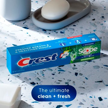 Crest Complete + Scope Outlast Whitening Toothpaste - Long Lasting Mint, 2 Pk, 10.8 oz