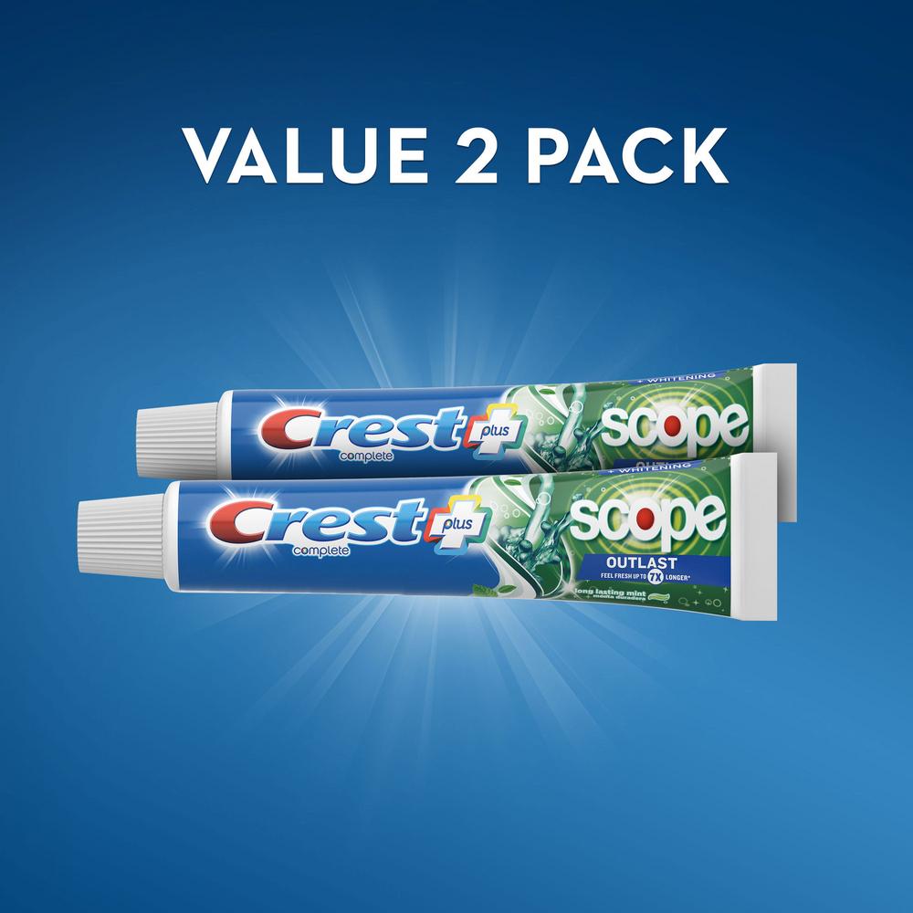 Crest Complete + Scope Outlast Whitening Toothpaste - Long Lasting Mint, 2 Pk; image 7 of 8