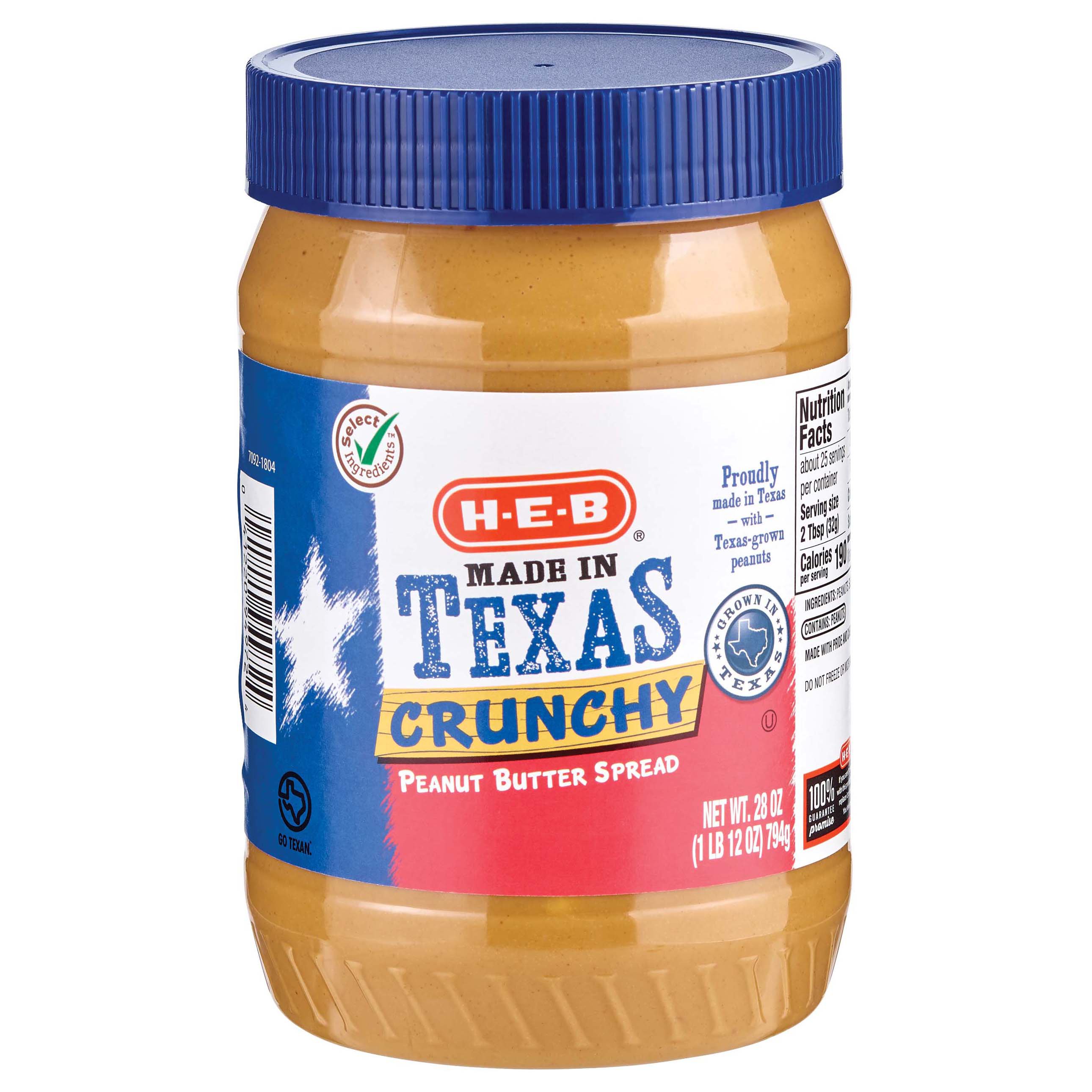 H-E-B Select Ingredients Texas Crunchy Peanut Butter - Shop Peanut ...