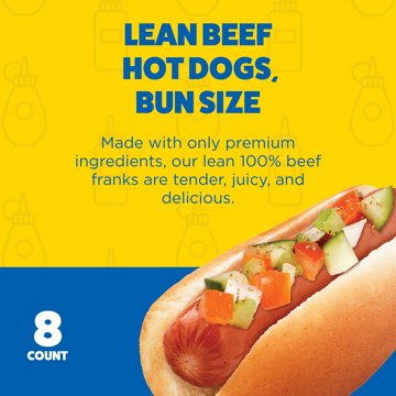 Ball Park Bun Size Uncured Lean Beef Hot Dogs, 14 oz