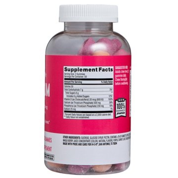 H-E-B Vitamins 500 mg Calcium plus 20 mcg D Gummies - Assorted Fruit, 100 ct