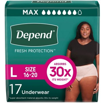 Depend Fresh Protection Adult Incontinence Maximum Underwear - Large, 17 ct
