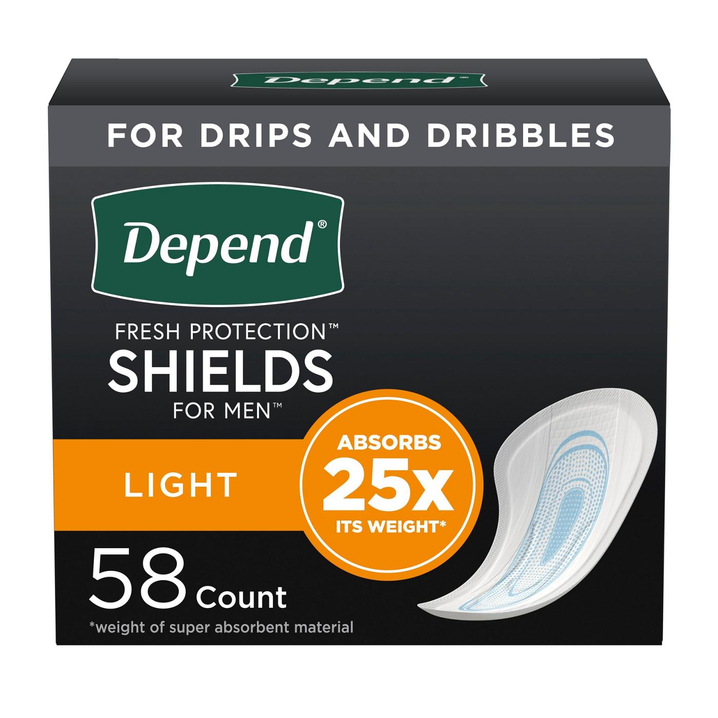Depend Bladder Control Shields Incontinence Pads for Men - Light