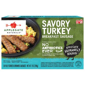 Applegate Naturals Savory Turkey Breakfast Sausage , 10 ct
