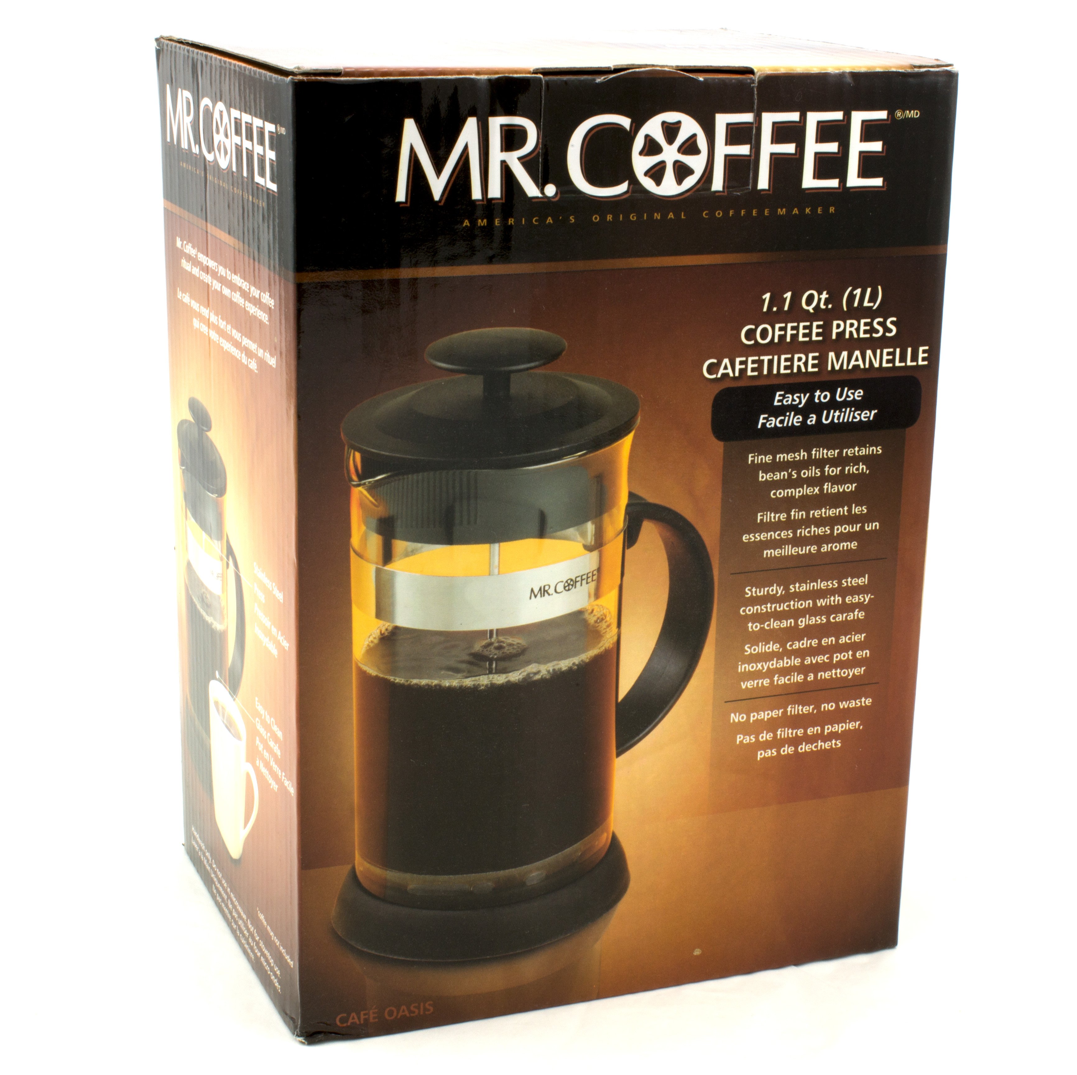 Mr. Coffee Cafe Oasis French Press Coffee Maker, 1.1 qt