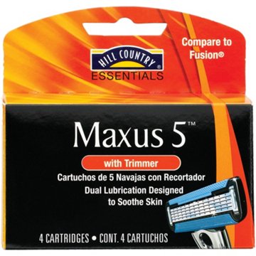 Hill Country Essentials Maxus 5 Cartridges with Trimmer, 4 ct