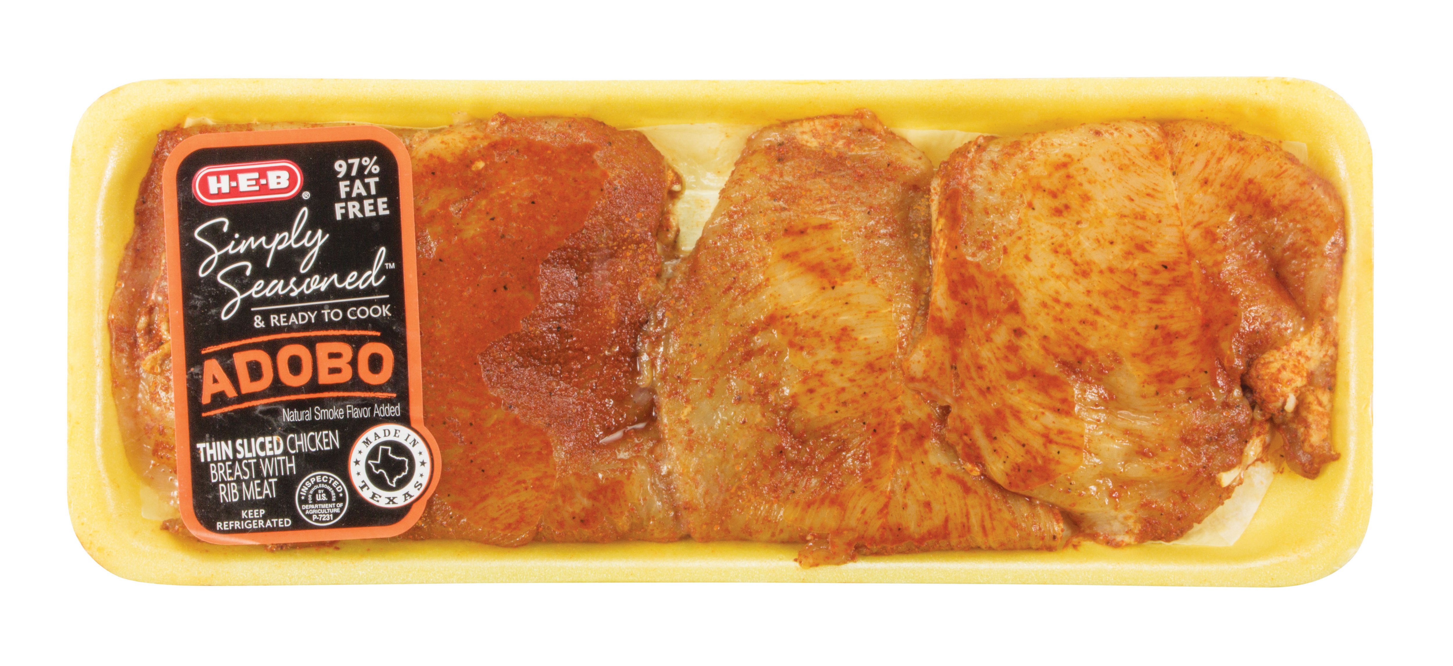 HEB Simply Seasoned Adobo Boneless Thin Sliced Chicken Breasts Shop