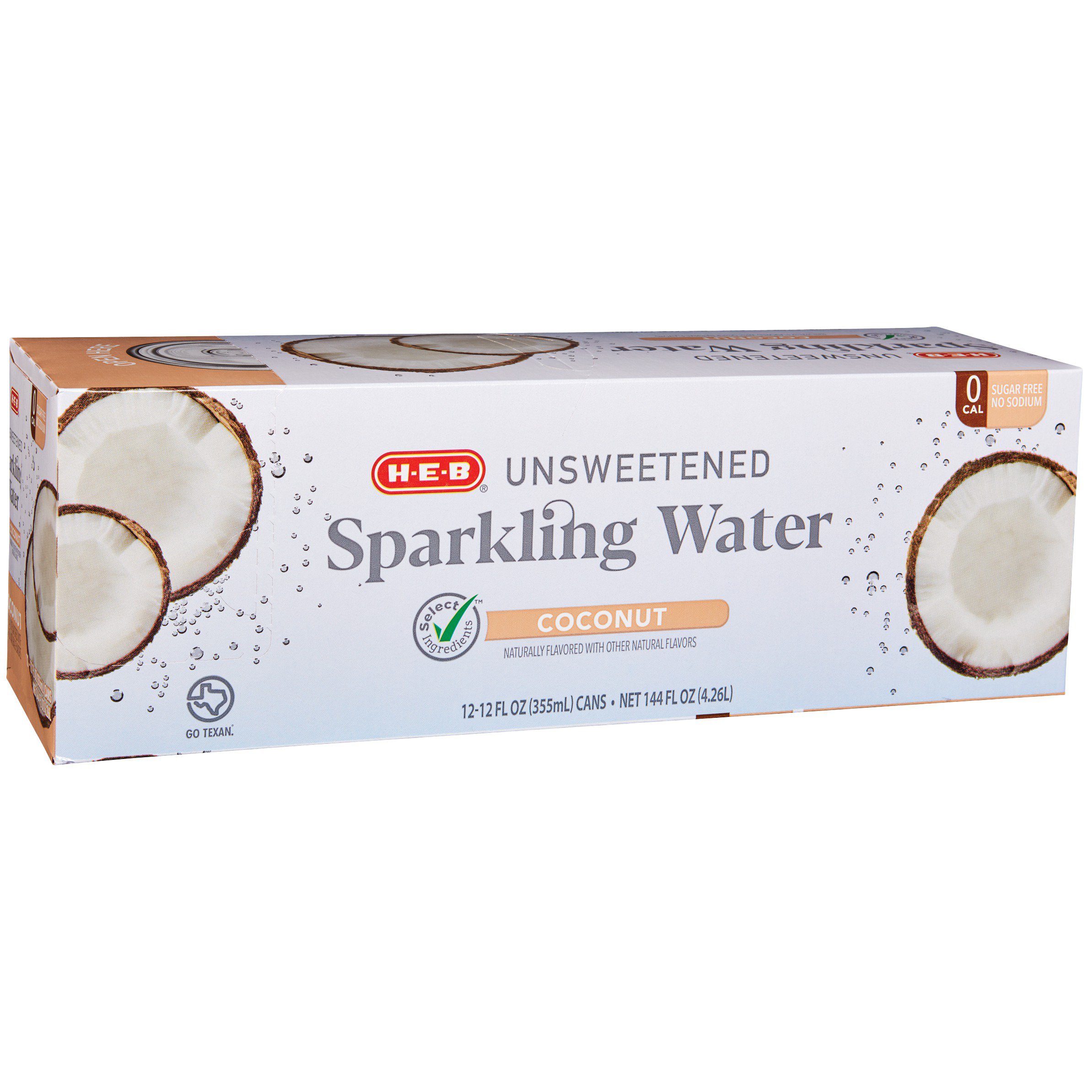 H-E-B Unsweetened Coconut Sparkling Water 12 pk Cans, 12 oz