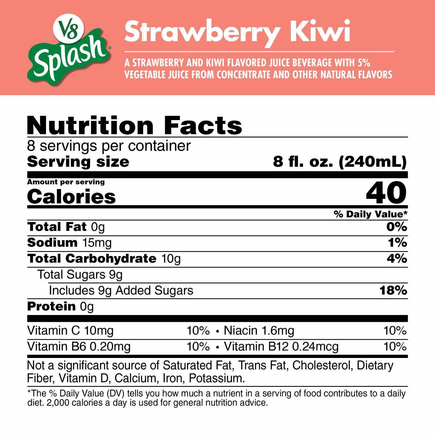 V8 Splash Strawberry Kiwi Flavored Juice Beverage; image 6 of 6