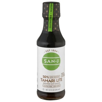 San-J Less Sodium Gluten Free Tamari Lite Brewed Soy Sauce, 10 oz