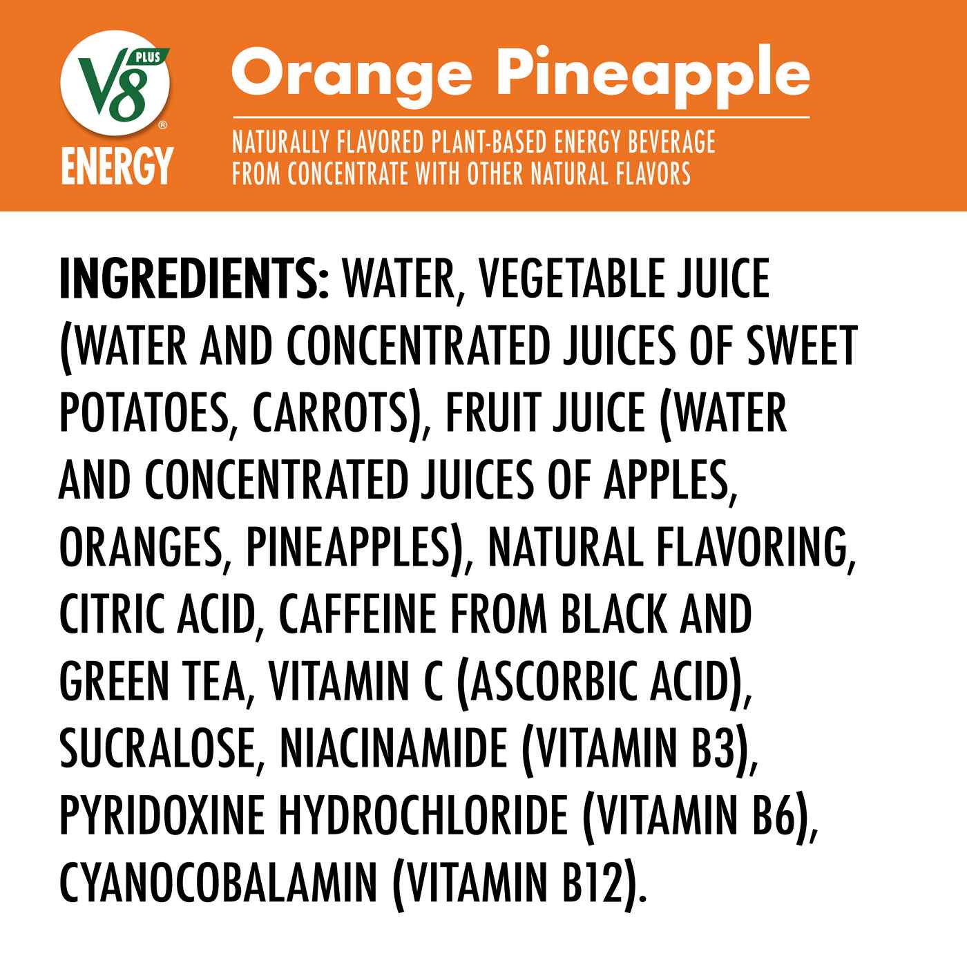 V8 +Energy Orange Pineapple Juice Energy Drink; image 3 of 8