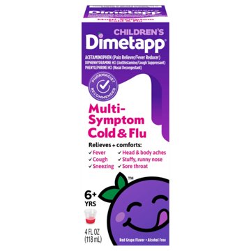 Dimetapp Children's Multi-Symptom Cold & Flu Liquid - Red Grape, 4 oz