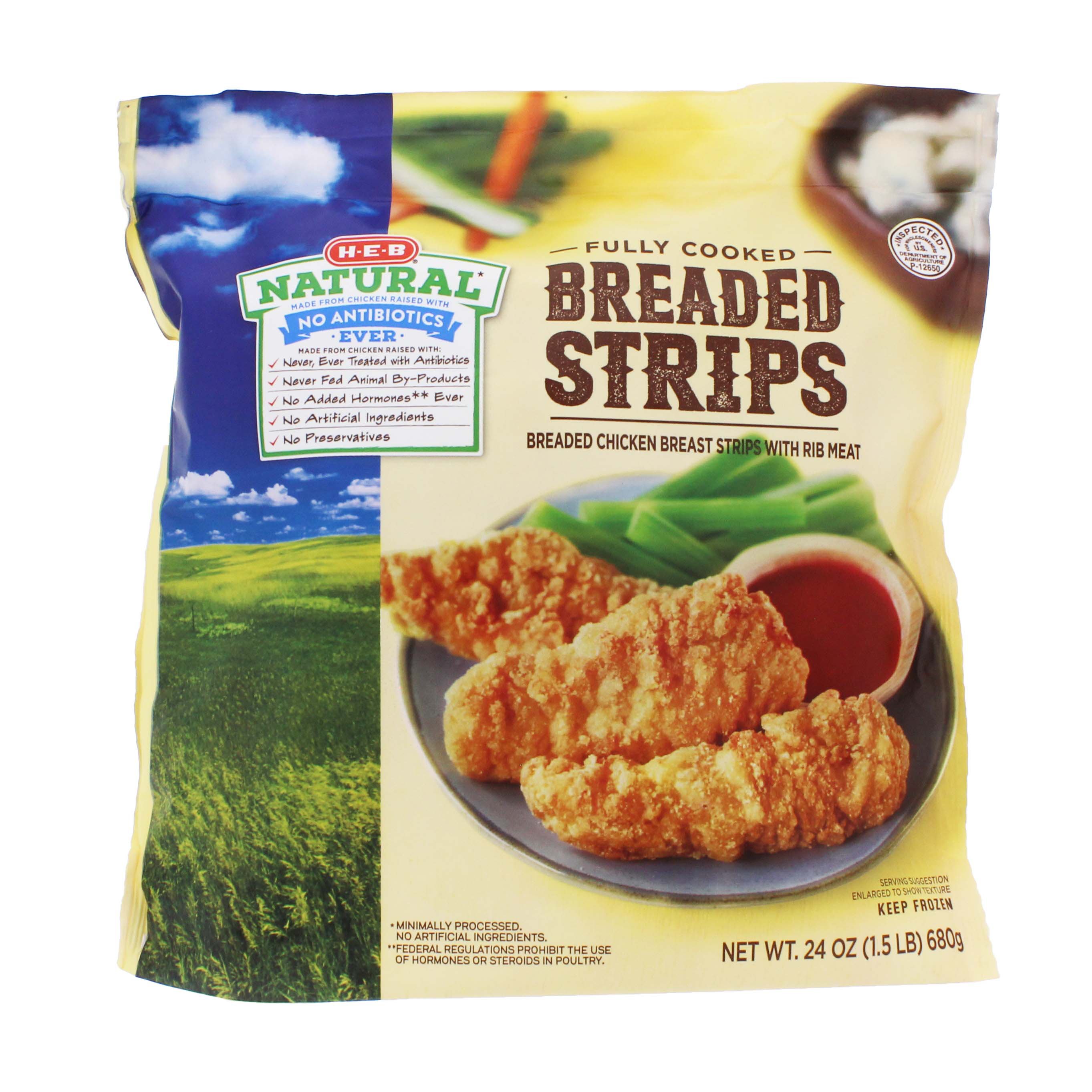 H E B Fully Cooked Natural Breaded Chicken Breast Strips Shop Chicken At H E B