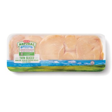 H-E-B Natural Boneless Chicken Breast, Thin Sliced, Avg. 1.7 lbs