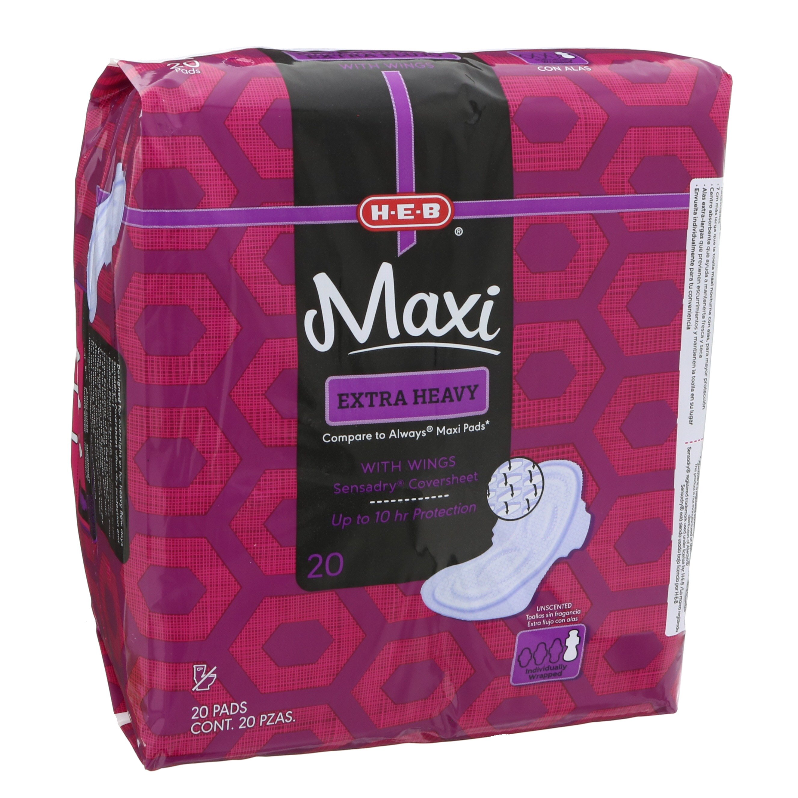 HEB Extra Heavy Maxi Pads Shop Pads & Liners at HEB
