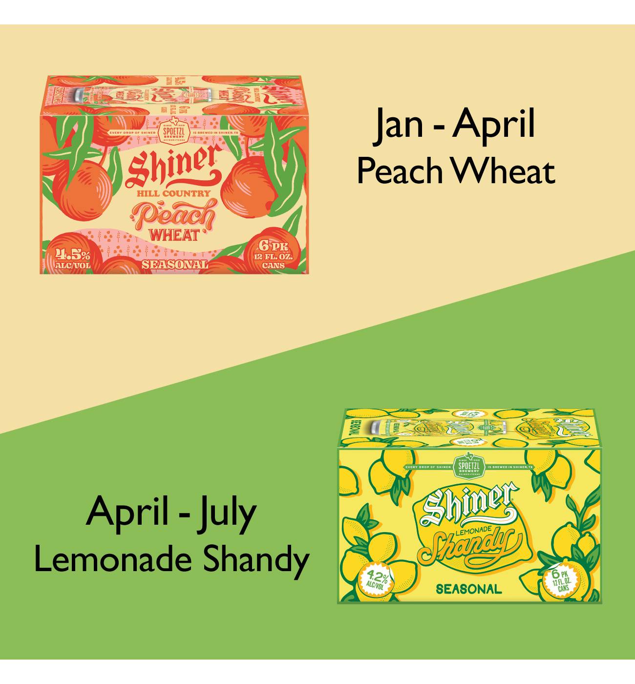 Shiner Seasonal Beer 12 pk Cans - Peach Wheat OR Lemonade Shandy; image 1 of 3
