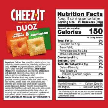 Cheez-It DUOZ Sharp Cheddar and Parmesan Cheese Crackers