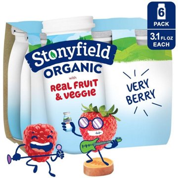Stonyfield Organic Kids Low-Fat Yogurt Smoothie 3.1 oz Bottles - Very Berry