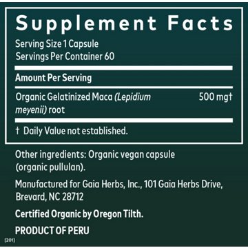 Gaia Herbs Single Herbs Maca Root Vegetarian Capsules