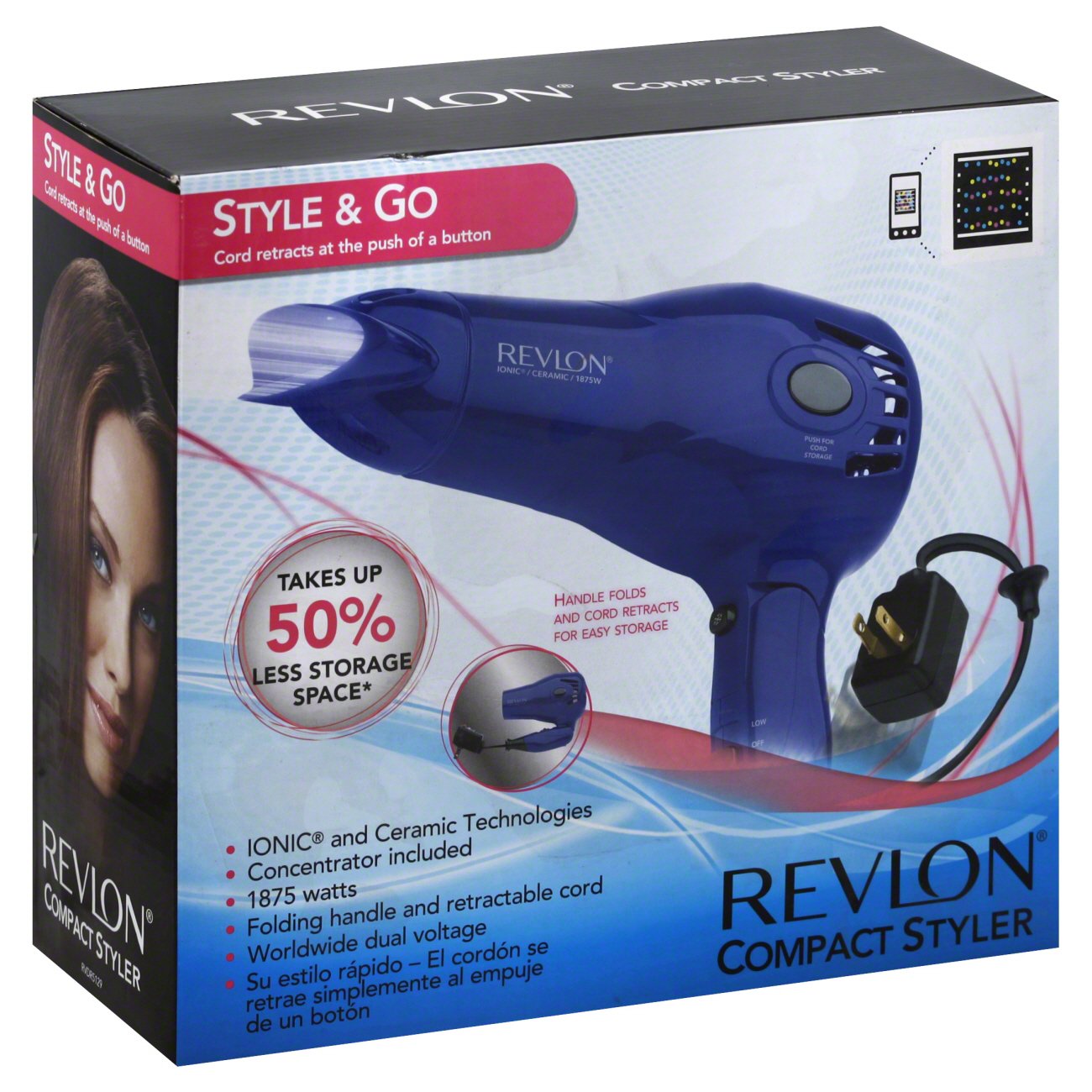 Revlon Compact Styler Rectractable Cord Hair Dryer Shop at HEB