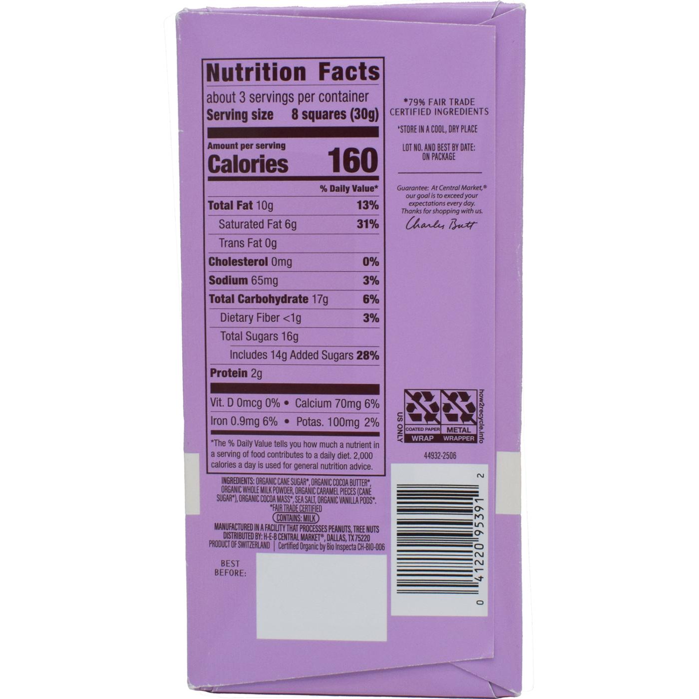 Central Market Organic 36% Cacao Milk Chocolate Bar - Toffee & Sea Salt; image 2 of 2